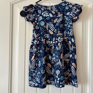 Girls Navy Floral Twirl Dress | Size 6 | Fall Outfit